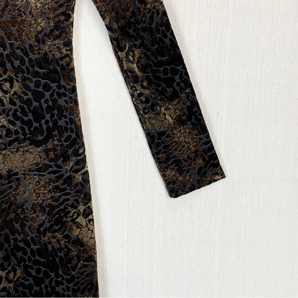 Karen Kane~Long Sleeve Animal Print Burn Out‎ Velour Knee Length Dress~Sz L - Picture 9 of 14